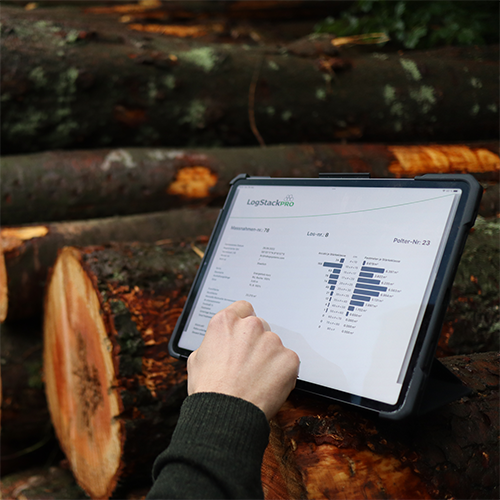 LogStackPro mäter stockar i skogen