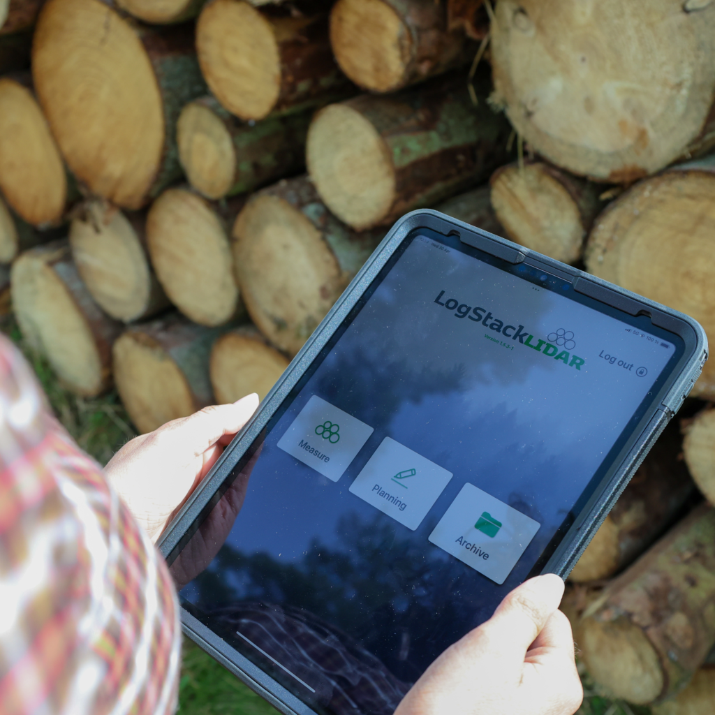 Startseite der LogStack LiDAR-App auf dem iPad